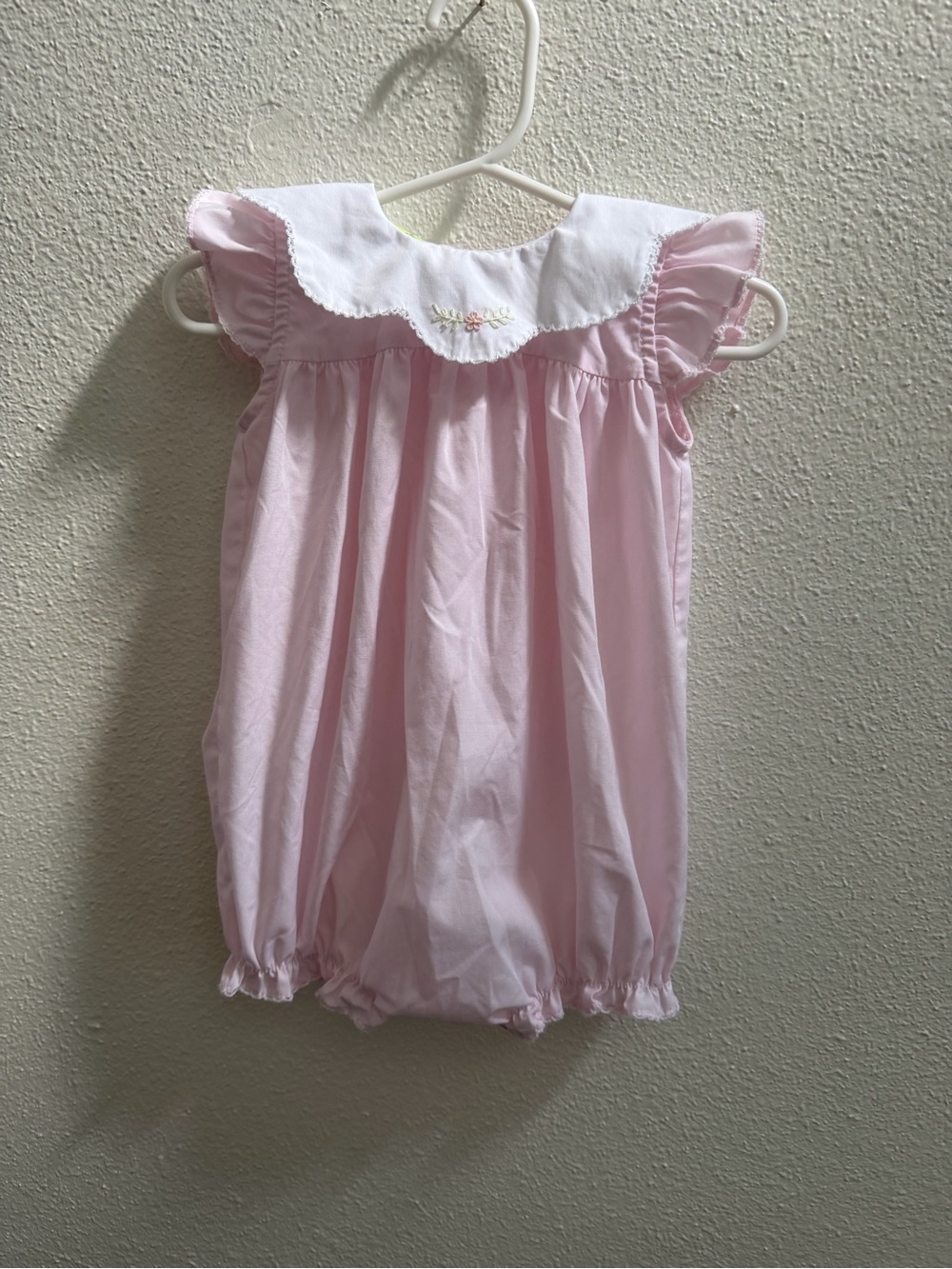 Classic Pink Smocked Collar Baby Bubble Romper